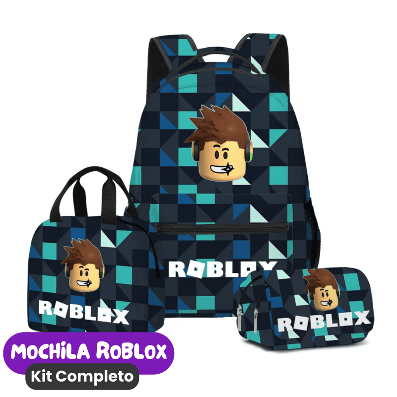 Mochila Roblox Kit Completo [ESTOJO + BOLSA LANCHEIRA]