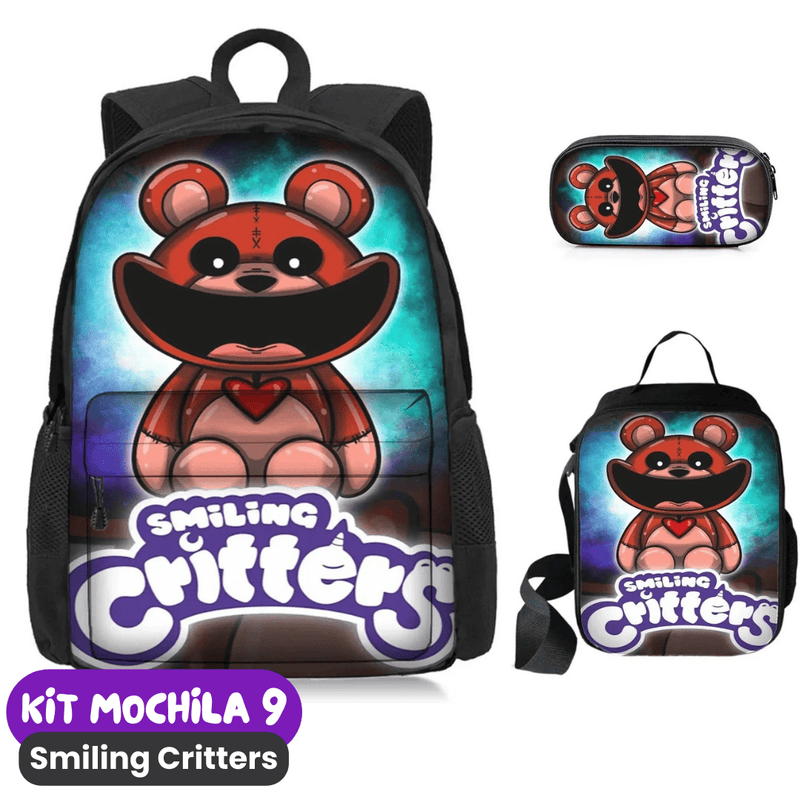 Smiling Critters Mochila [ESTOJO + BOLSA LANCHEIRA]