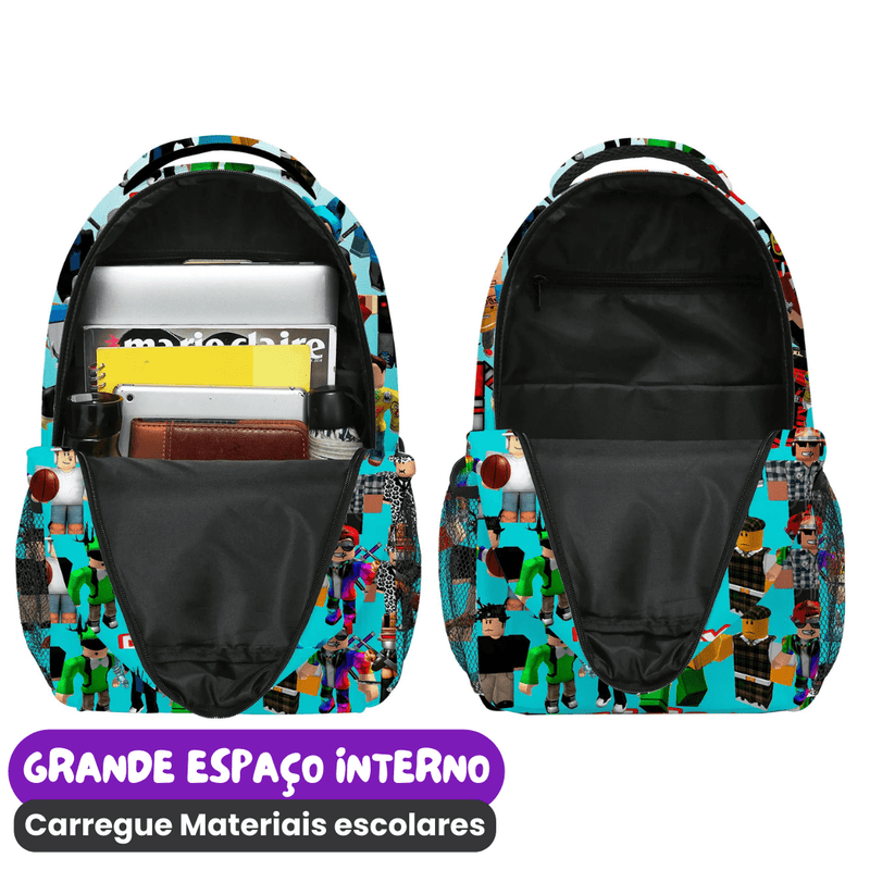 Mochila Roblox Kit Completo [ESTOJO + BOLSA LANCHEIRA]