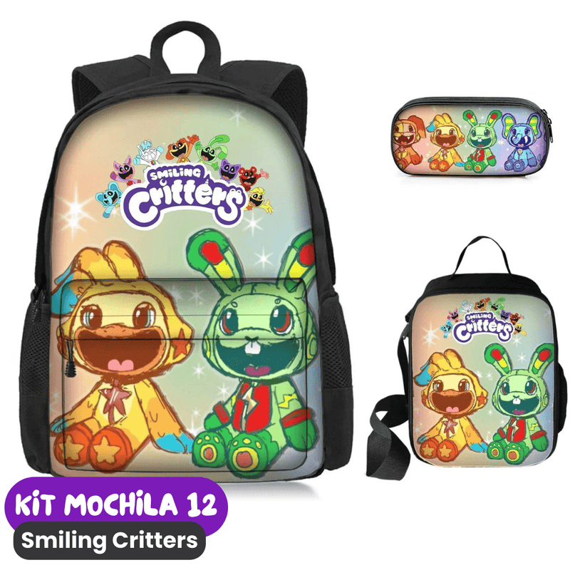 Smiling Critters Mochila [ESTOJO + BOLSA LANCHEIRA]