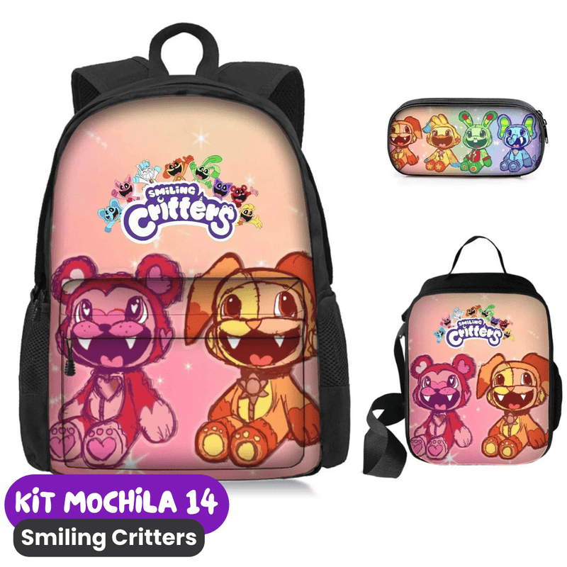 Smiling Critters Mochila [ESTOJO + BOLSA LANCHEIRA]