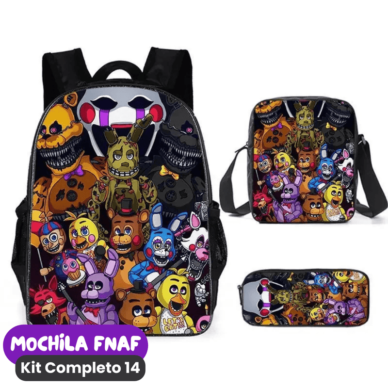 Mochila Fnaf Kit Completo [ESTOJO + BOLSA LANCHEIRA]