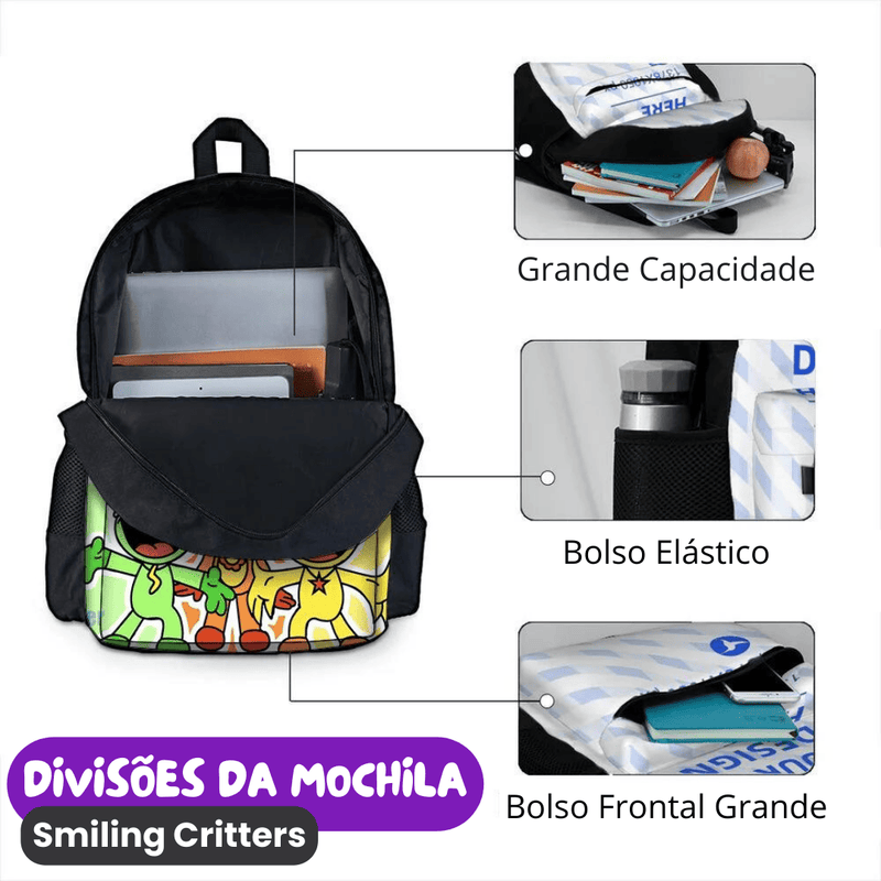 Smiling Critters Mochila [ESTOJO + BOLSA LANCHEIRA]