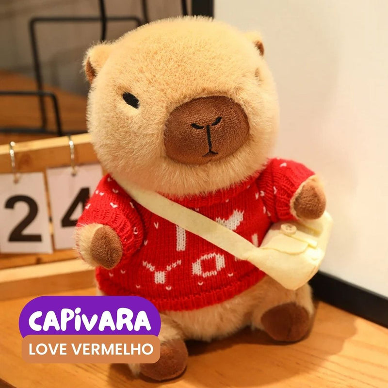 Capivara de Pelúcia com Roupa e Bolsinha