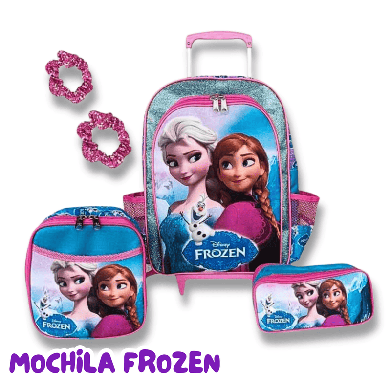 Mochila de Rodinha Frozen com Lancheira