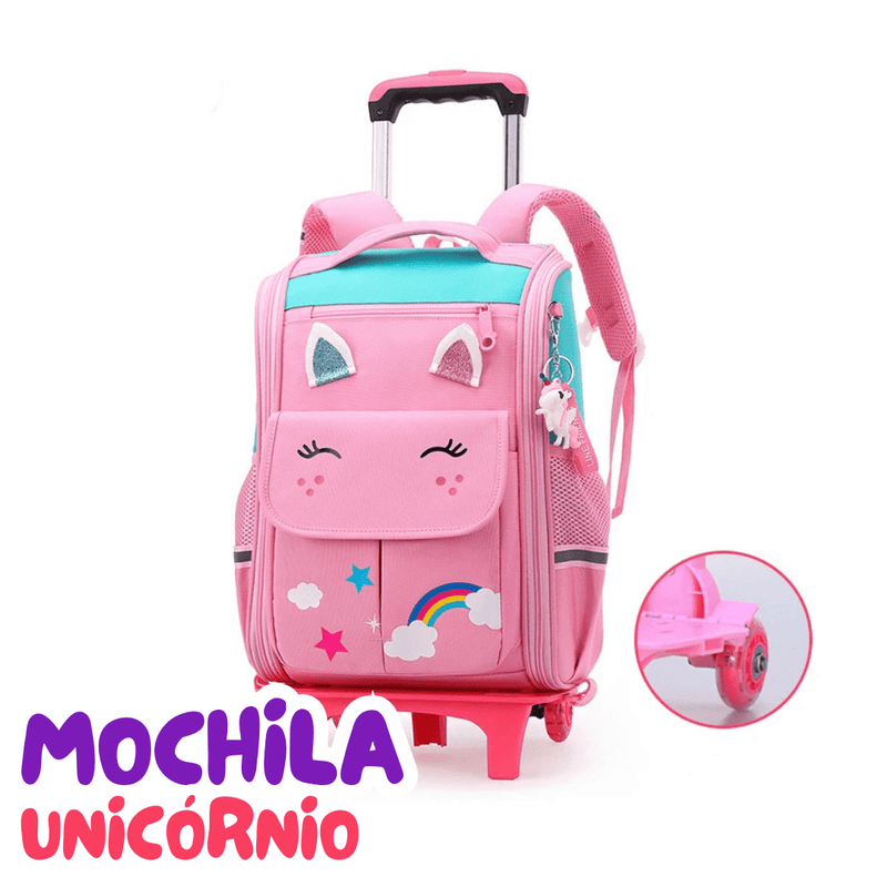 Mochila de Rodinhas Infantil Unicórnio e Dinossauro