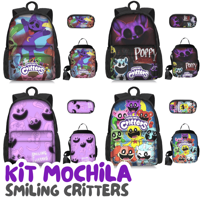 Smiling Critters Mochila [ESTOJO + BOLSA LANCHEIRA]