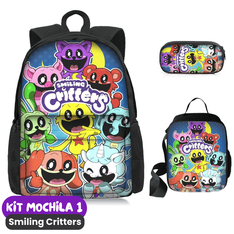 Smiling Critters Mochila [ESTOJO + BOLSA LANCHEIRA]