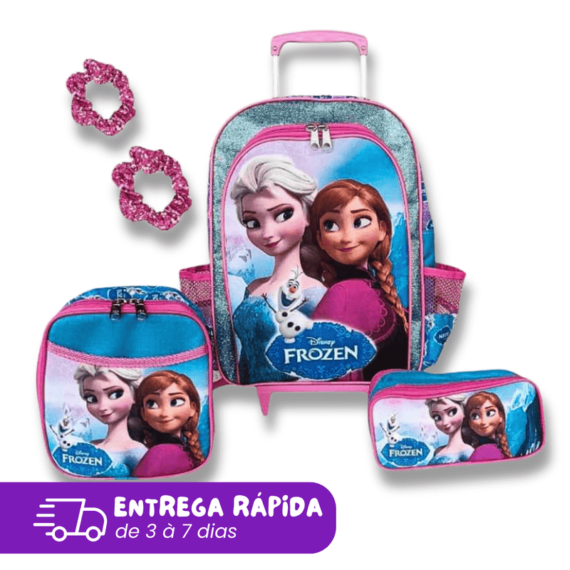 Mochila de Rodinha Frozen com Lancheira