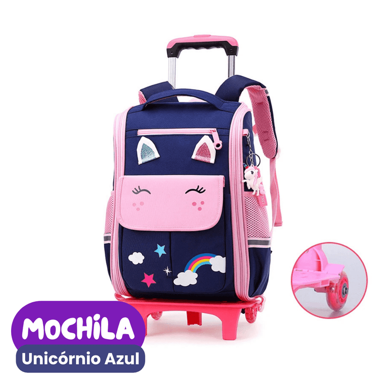 Mochila de Rodinhas Infantil Unicórnio e Dinossauro