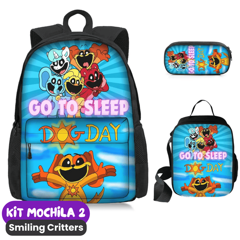 Smiling Critters Mochila [ESTOJO + BOLSA LANCHEIRA]