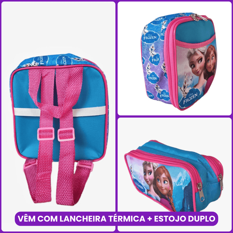 Mochila de Rodinha Frozen com Lancheira