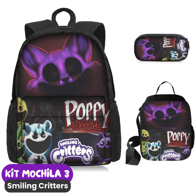 Smiling Critters Mochila [ESTOJO + BOLSA LANCHEIRA]