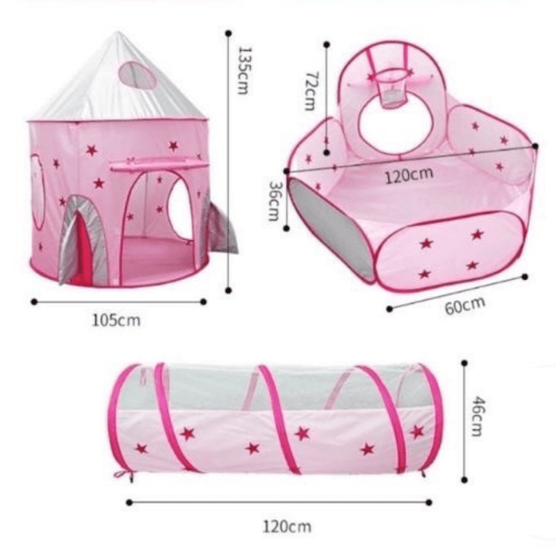 Cabana Infantil com Piscina de Bolinhas 3 em 1