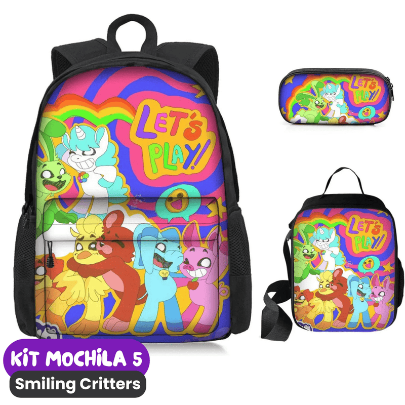 Smiling Critters Mochila [ESTOJO + BOLSA LANCHEIRA]