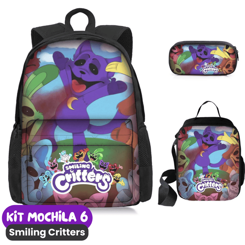 Smiling Critters Mochila [ESTOJO + BOLSA LANCHEIRA]