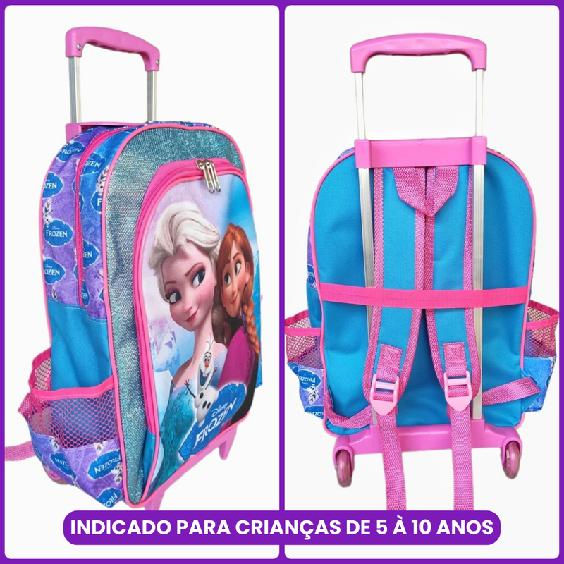 Mochila de Rodinha Frozen com Lancheira